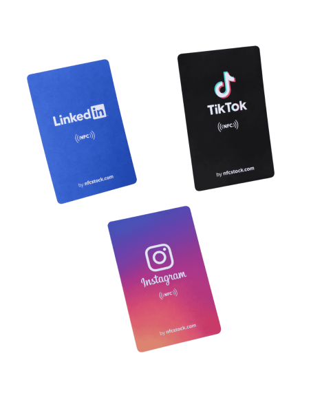 Pack 3 tarjetas NFC redes sociales | NFC Stock